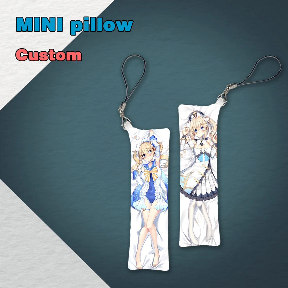 

Anime Game Genshin Impact Barbara Gunnhildr Mini Dakimakura 3x10cm Keychain Pillow Hanging Ornament Phone Strap Cute Gifts