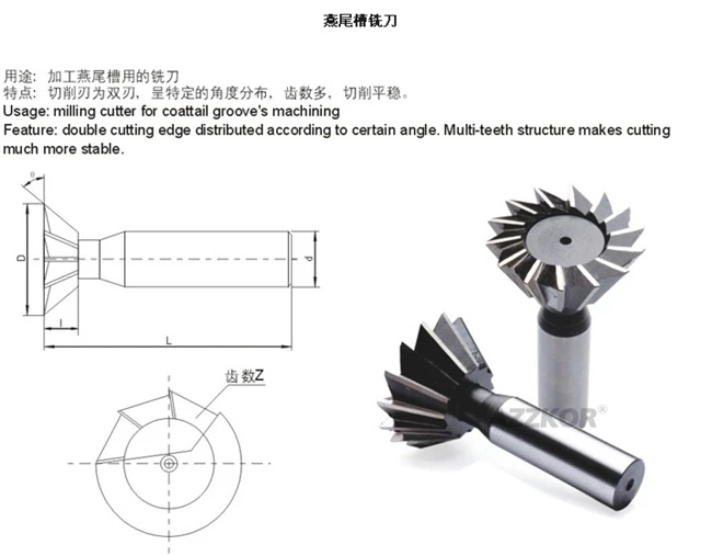 Пазовый резак в форме ласточкиного хвоста 60 градусов быстрорежущий инструмент с