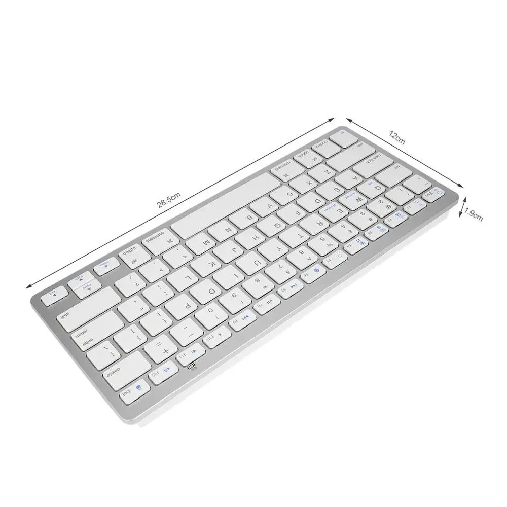 

Silver Ultra-slim 78 Keys Wireless Bluetooth Keyboard For Air for ipad Mini for Mac Computer PC Macbook iBook