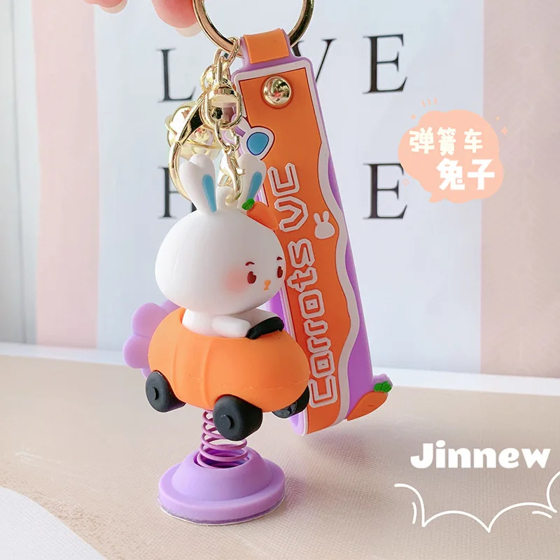 

Creative Bunny Carrot Car Spring Fun Keychain Girls Key Chain Lovers Men Women Handbag Ornaments Key Rings Christmas Jewelry