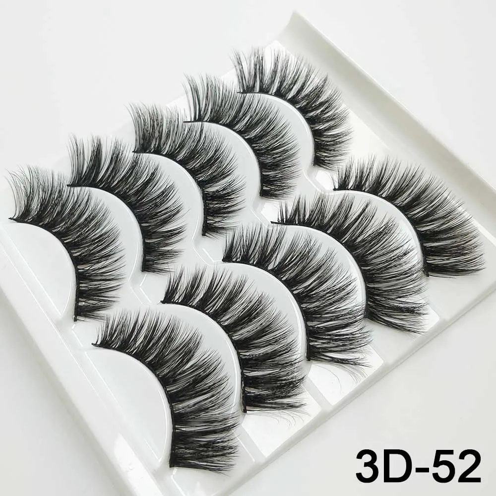 5/8 пар 3D норковые Мягкие Накладные ресницы смешанные стильные толстые ресницы ручной работы мягкие норковые ресницы Инструменты для наращивания макияжа - Цвет: 3D-52