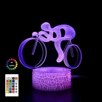 abstract bicycle acrylic 3d led night light 7 16 color lamp remote control touch nightlight for home room decor light kids gift
