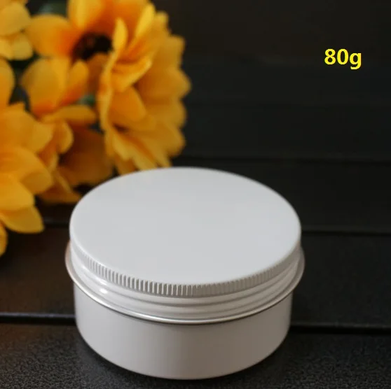 

80g Empty Round Aluminum Box Metal Tin Cans 80ml Cosmetic Cream 68*35mm Containers DIY White Refillable Jar Tea Aluminum Pot