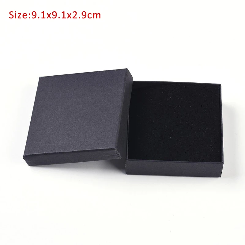 18pc 9.1x9.1x2.9cm Pandahall 24 шт./партия Черный квадрат/прямоугольник картонный набор ювелирных изделий коробки кольцо подарочные коробки для ювелирных изделий упаковка F80 - Цвет: 18pc 9.1x9.1x2.9cm