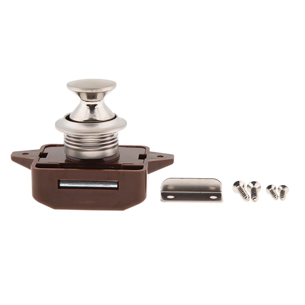 

Push Button Latch Lock Keyless For Marine RV Caravan Cabinet Cupboard Brown 11-18 mm