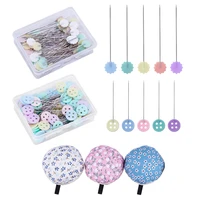rorgeto 50pcsbox embroidery patchwork pins set ball shaped needle pin cushion with wrist strap cross stitch sewing accessories