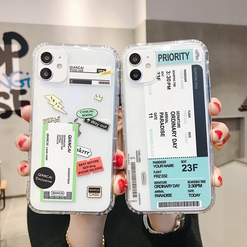 Супер Роскошный чехол для телефона с этикеткой и билетом на посадку iPhone 8 7 11 Pro XS MAX