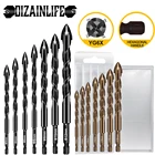 Набор сверл из сплава с шестигранным хвостовиком, комплект Сверл с ящиком для хранения, для кирпичной кладки, дерева, бетона, стекла, плитки, кирпичной стены, пластика, черныйкоричневый