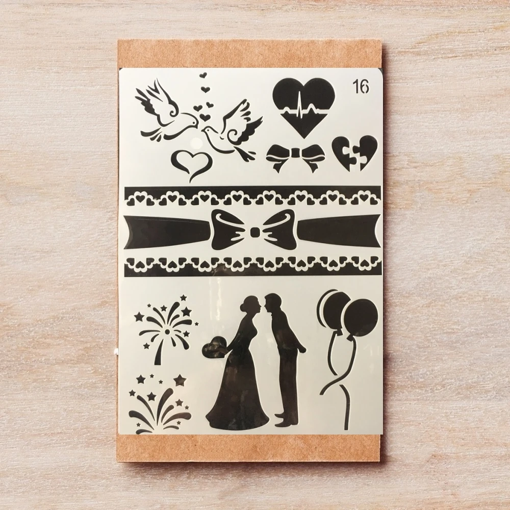 

26*18cm Wedding Couple Heart DIY Layering Stencils Painting Scrapbook Coloring Embossing Album Decorative Template