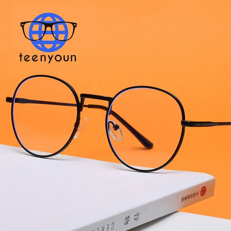 

TEENYOUN Anti Blue Light Glasses Round Frame 2021 Women Eyeglasses Frame Blue Blocking Gaming Eyeglasses Vintage Men Spectacles