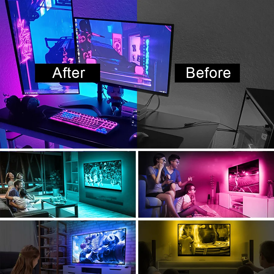 Водонепроницаемая светодиодная лента 2 м 3 5 USB светильник 5050 RGB 10 для телевизора