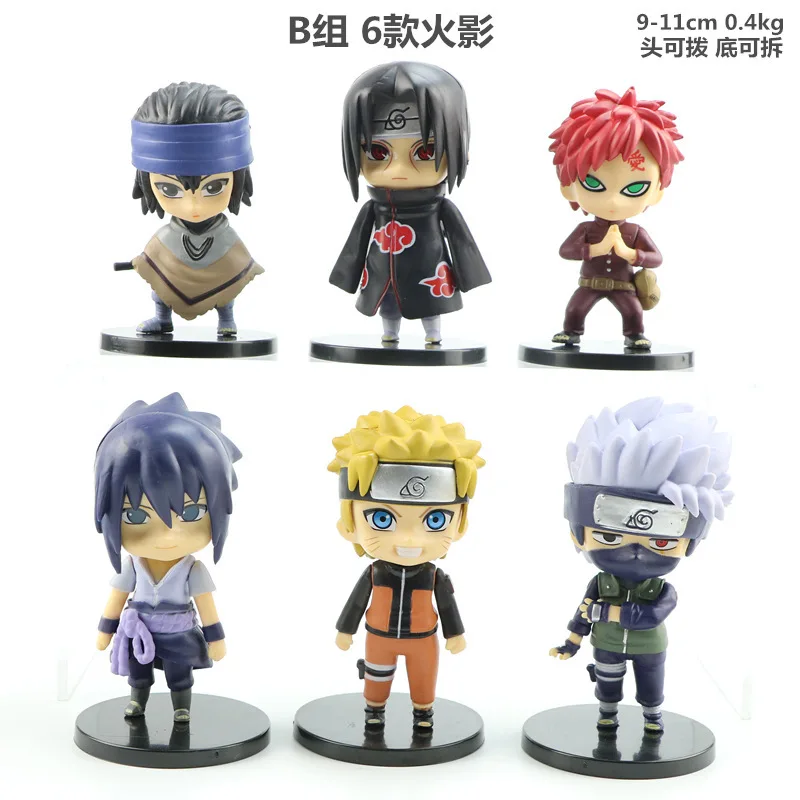 6 шт. фигурка героя аниме Наруто рисунок игрушки SASUKE kakashi Сакура Фиксатор шеи экшн