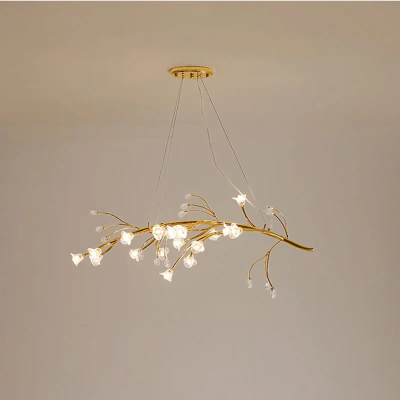 Светодиодная хрустальная люстра светильник стеклянный цветок дерево железо