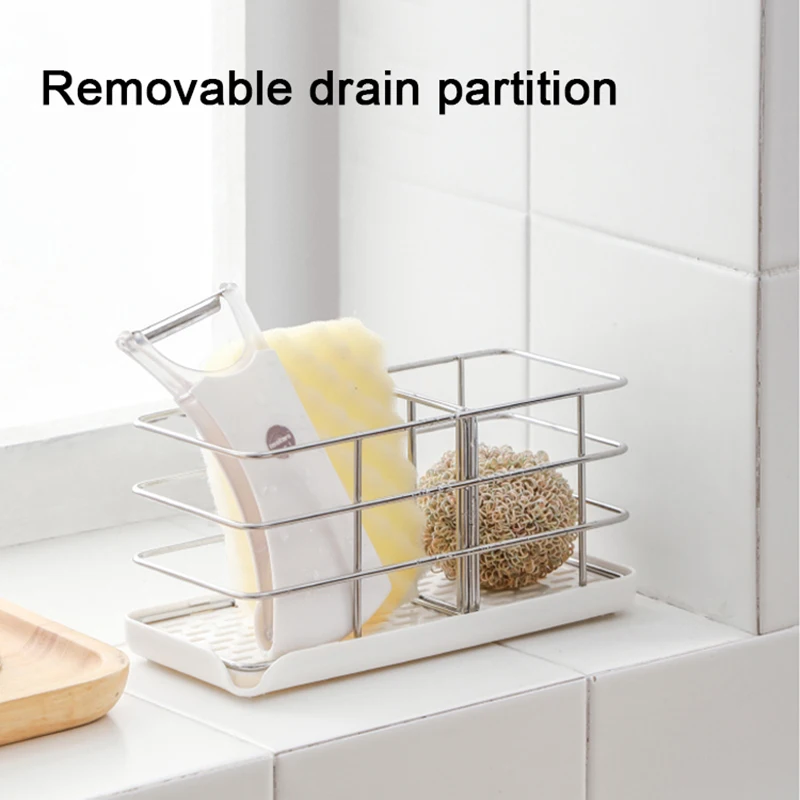 

Sponge Holder for Sink Stainless Steel Kitchen Sink Organizer Soap Dispenser Caddy for Countertop Home Supply PR Sale