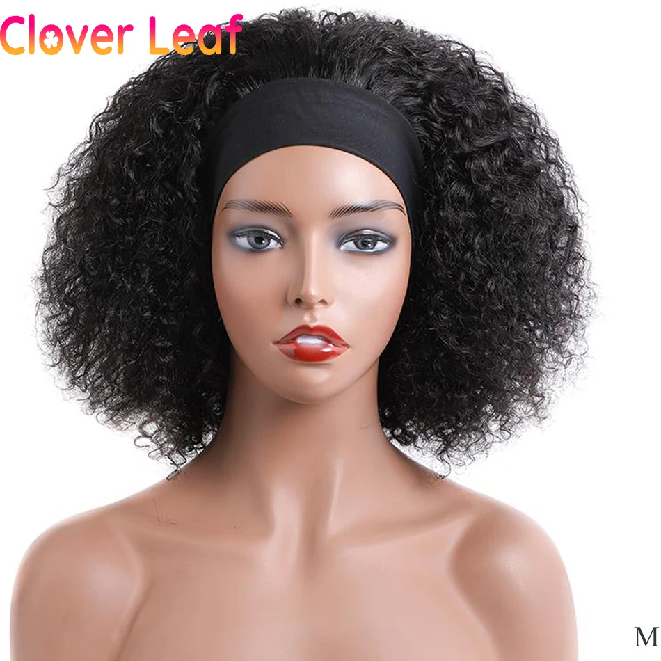 

Clover Leaf Special Curly HeadBand Wigs 150% Remy Indian Headband Wig Human Hair Short Curly Human Hair Wigs Headband Scarf Wig