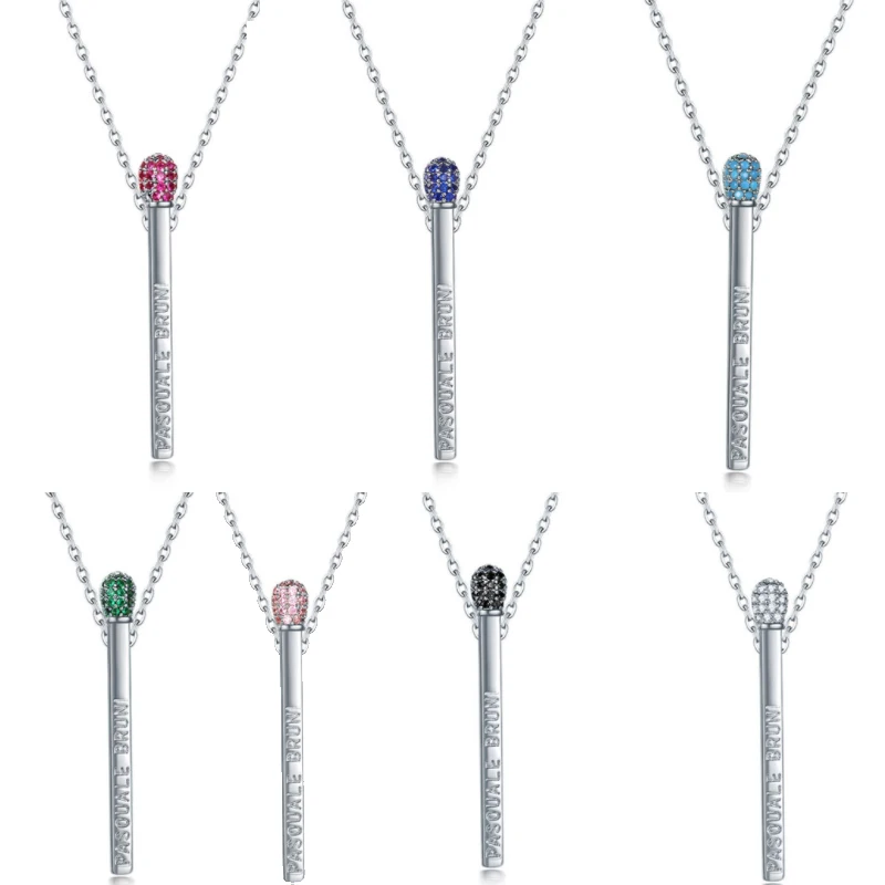 

Music Microphone Crystal Pendant Necklace For Women Clavicle Chain Choker Zircon Statement Necklaces Jewelry Collier Femme Blue