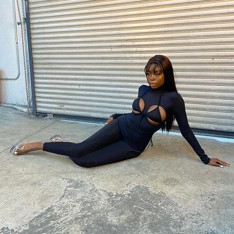 Женский Облегающий комбинезон Skennyee однотонный спортивный с длинным рукавом