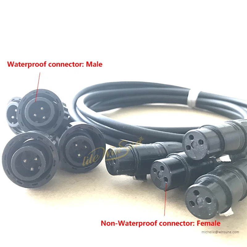 8x Male Waterproof Litewinsune 8 шт. DMX сигнальный кабель 3PIN 1 м для водонепроницаемый светодиодный адаптер - Цвет: 8x Male Waterproof