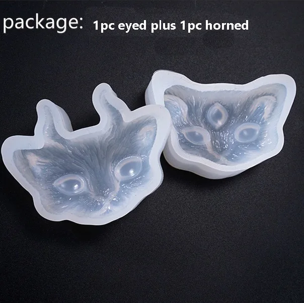 horned plus eyed Кошка с рогом или глазом силиконовые формы ожерелье кулон Смола форма для изготовления ювелирных изделий DIY ручной работы смолы формы для ювелирных изделий - Цвет: horned plus eyed