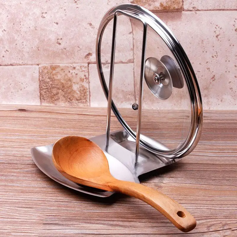 

Stainless Steel Pot Lid Shelf Kitchen Organizer Pan Cover Lid Stand Sponge Spoon Holder Dish Rack
