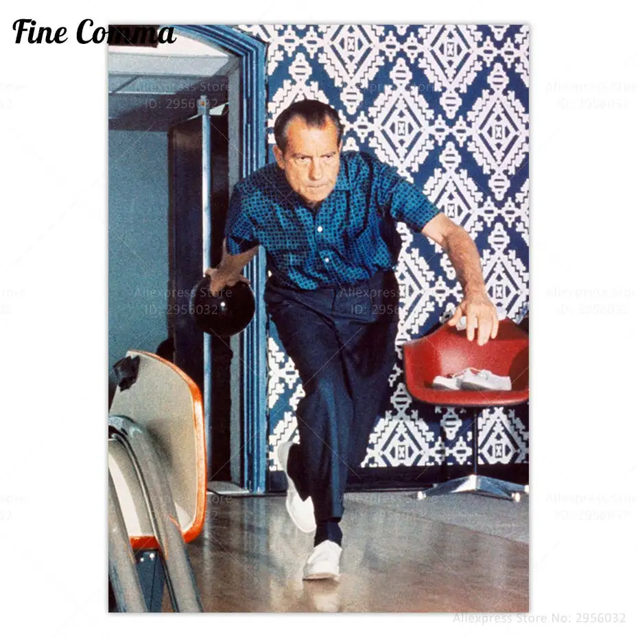 Ричард Никсон Боулинг винтажный фото плакат президент США настенное искусство холст печать домашний декор ретро фото печать домашний Декор подарок