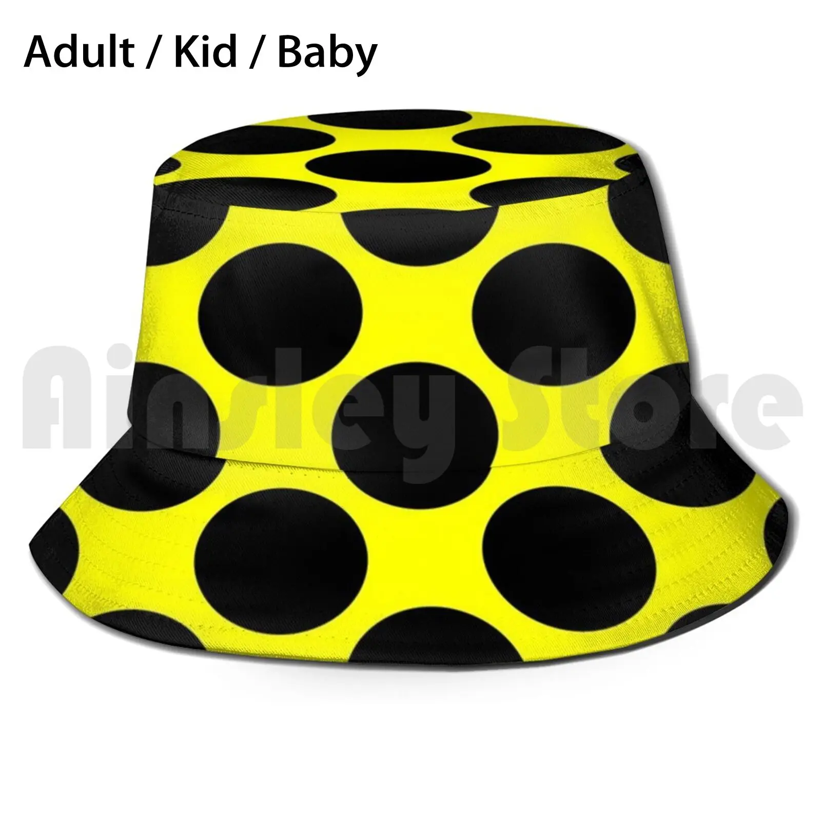 

Happy Bumblebee On A Warm Spring Day Large Yellow And Black Polkadots Sun Hat Foldable UV Protection Polkadot Polka Dot