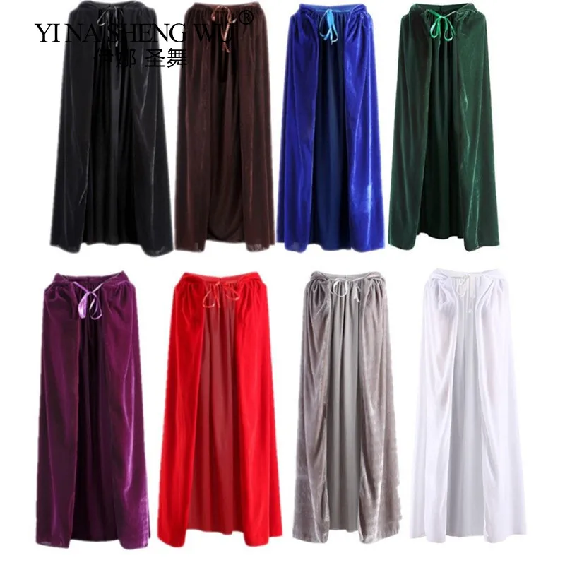 Бархатная накидка на Хэллоуин для взрослых средневековый костюм с капюшоном