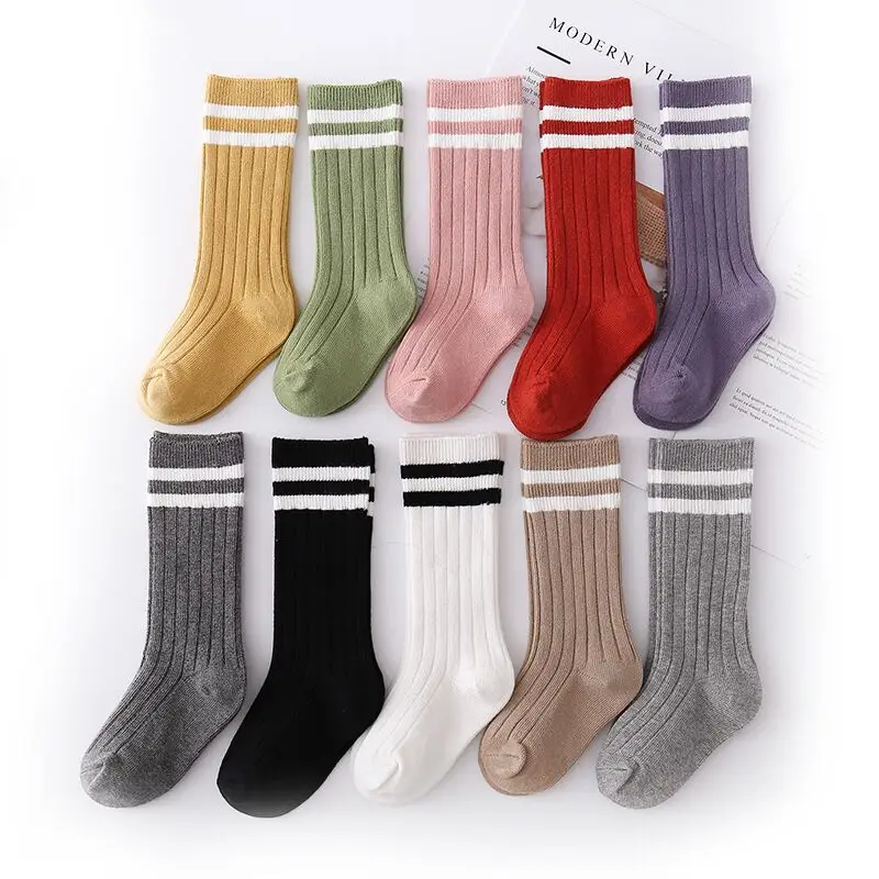 

1-9 Years Kids Boys Toddlers Girls Socks Knee High Long Soft Cotton Baby Socks Stripped Children Socks School Clothes