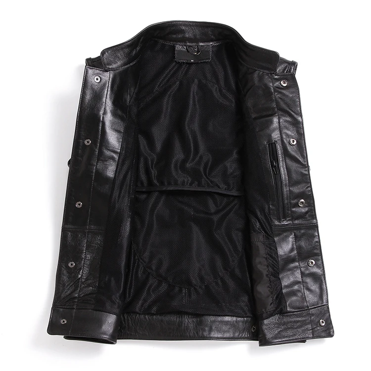 Жилет из натуральной кожи мужская куртка бычьей мотоциклетная Мужские жилетки