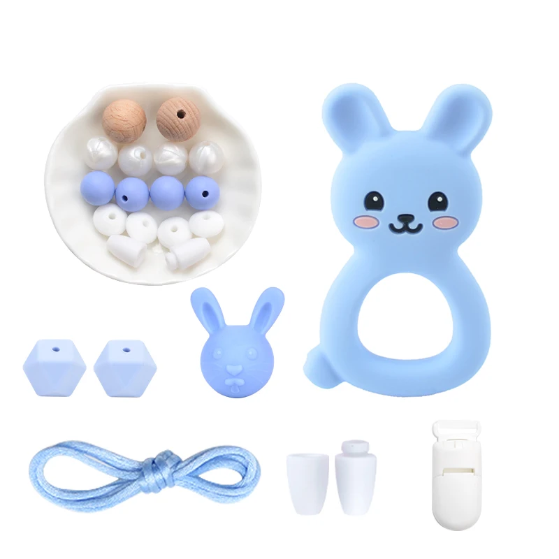 rabbit 3 LOFCA, детский силиконовый прорезыватель, сделай сам, енот, коала, детский прорезыватель, ожерелье, игрушка, мультфильм, соска, цепь, зажим, пищевые Силиконовые Бусины - Окраска металла: rabbit 3
