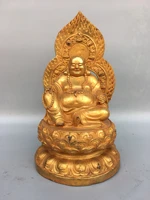 10chinese folk collection old bronze gilt maitreya future buddha back light sitting buddha ornaments town house exorcism