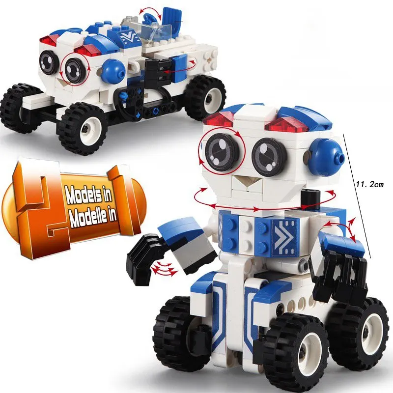 201 шт. креативный технический Робот 2 в 1 Милый изменяемый строительные блоки