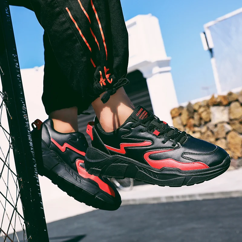 

Spring Men Casual Shoes Black PU Trainers Male High Quality Sapato Masculino Sneakers Men Krasovki Designer Shoes Men Zapatillas