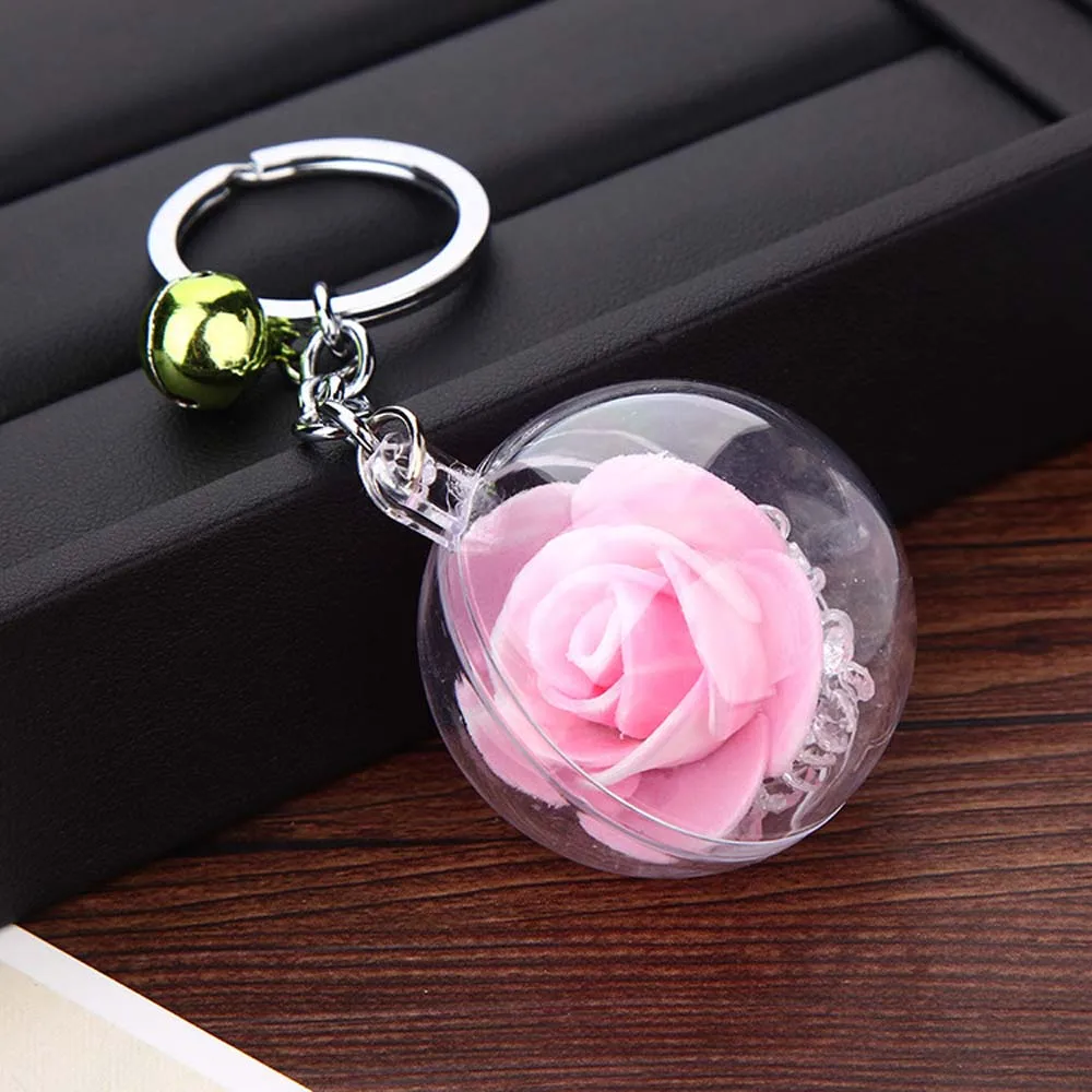 Модный брелок с розовым цветком Хрустальный металлический колокольчик