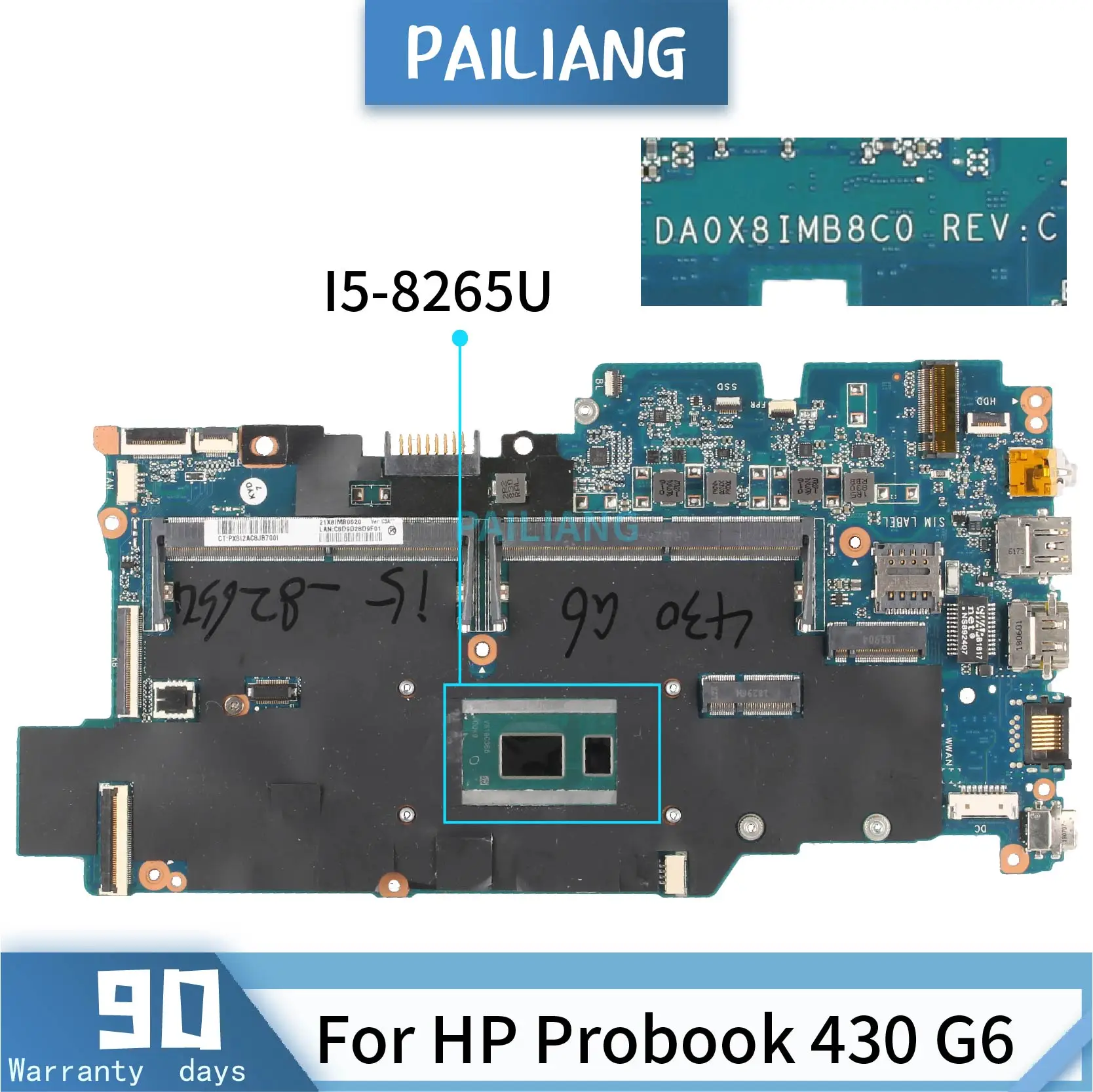 Материнская плата для ноутбука PAILIANG HP Probook 430 G6 Core I5 8265U материнская DA0X8IMB8C0 tesed