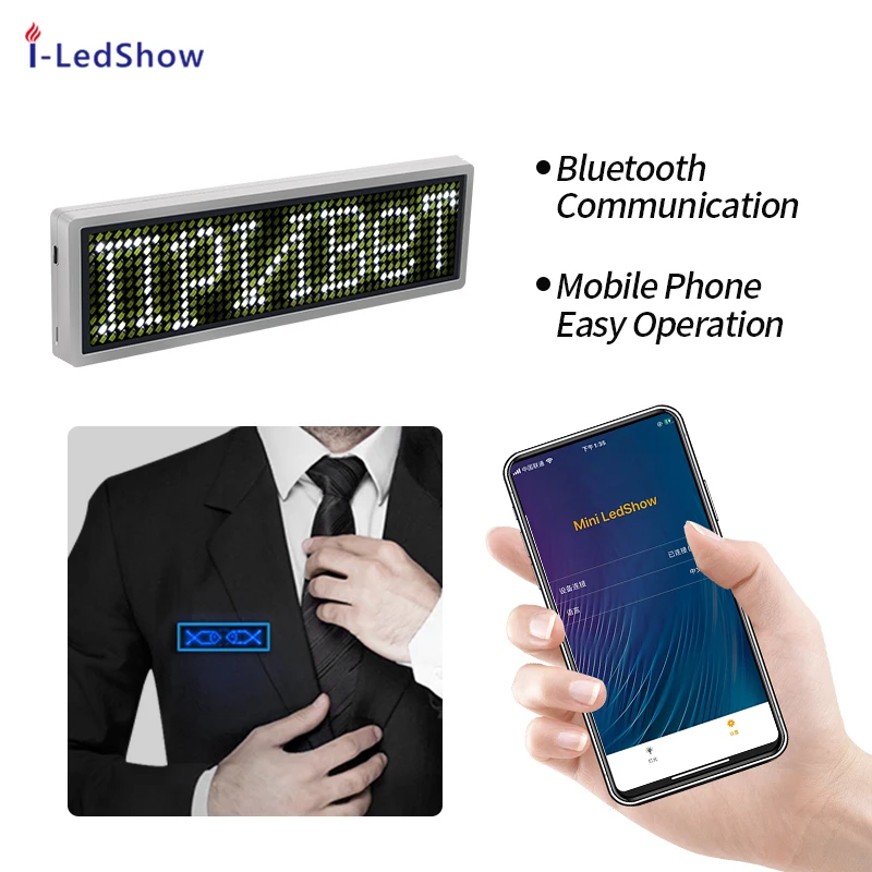 Светодиодный значок с именем Bluetooth перезаряжаемый светодиодный ярлык 12*48