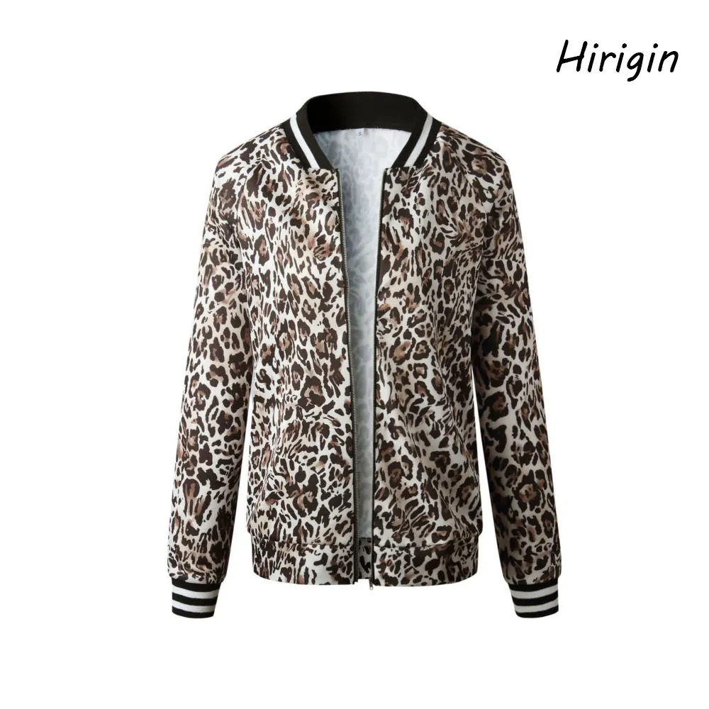 Женская куртка с леопардовым принтом осенняя бомбер воротником стойкой и