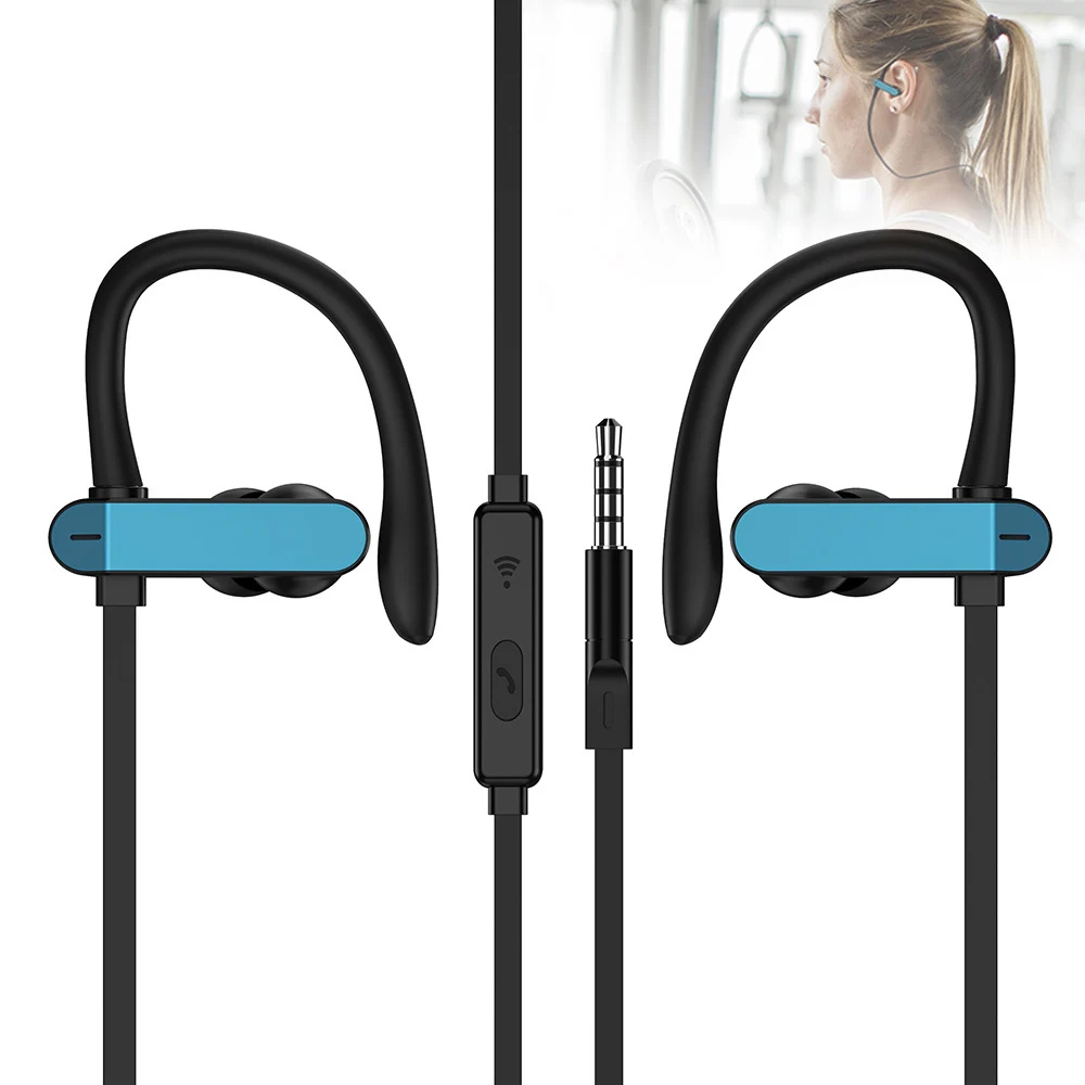 

1 Pc Ptm T50 Universal Wired Headset Sports Music Earphone Ear Hook Headphone with Microphone and Multi-function Button