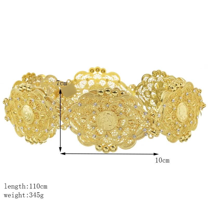 

Morocco style fashion zinc alloy metal belt high quality gold jewelry waist chain