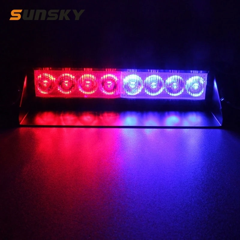 

8 Вт 800 лм 8 светодиодный Дов красный + синий свет 3 режима регулируемый угол Автомобильная стробоскопическая вспышка для приборной панели ав...