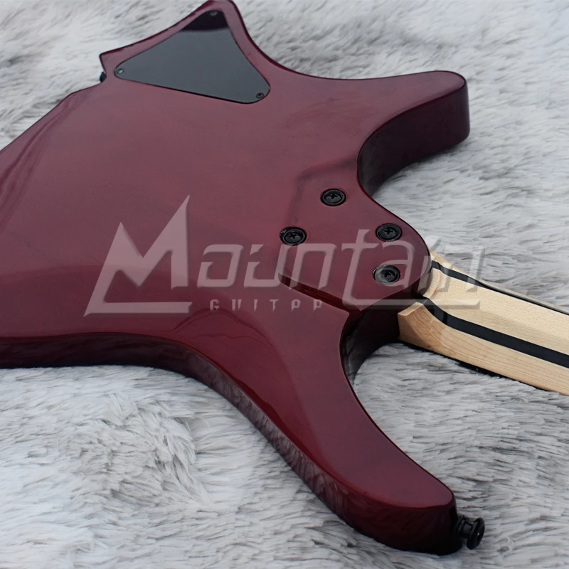 Горная безголовая гитара fanned fret 6 струнная электрогитара с корпусом из ольхи Пламя клен Топ ebony fret 5 шт. шеи