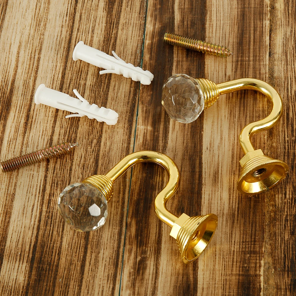 2pcs Retro Crystal Glass Curtain Holdback Hooks Wall Tie Back Hanger Holder Drawer Handle Accessories | Дом и сад