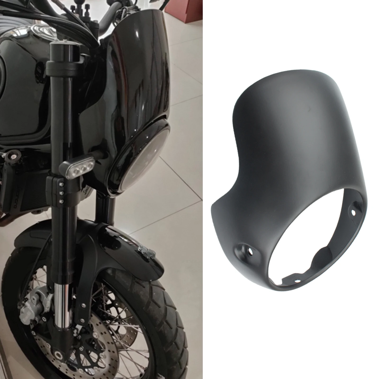 

Motorcycle 7" Headlight Protector Fairing Windshield Kit Screen Cafe Racer Style Fit for Harley 1200 883 FLHT Bobber Touring