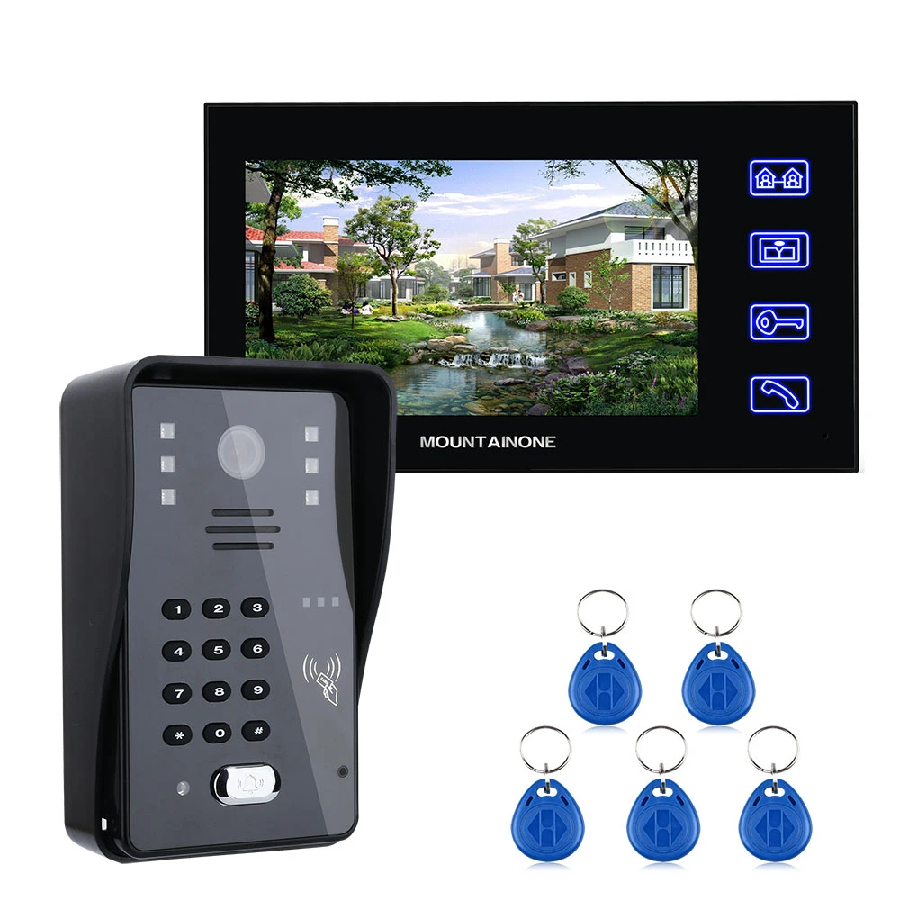 7 Inch Door Bell Camera Intercom Doorbell With RFID Password IR-CUT 1000TV Line Doorbel Camera Remote Access Control System