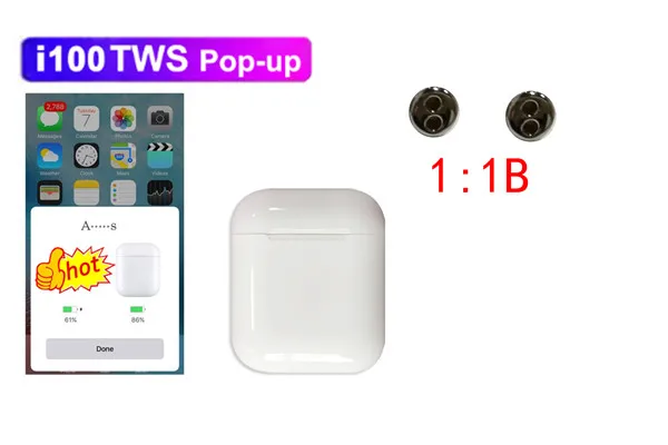 I100 TWS настоящая 1:1 размер Bluetooth 5,0 гарнитура 6D бас сенсорное управление беспроводные наушники Поддержка беспроводной зарядки PK I20 I80 I200 TWS - Цвет: i100 B