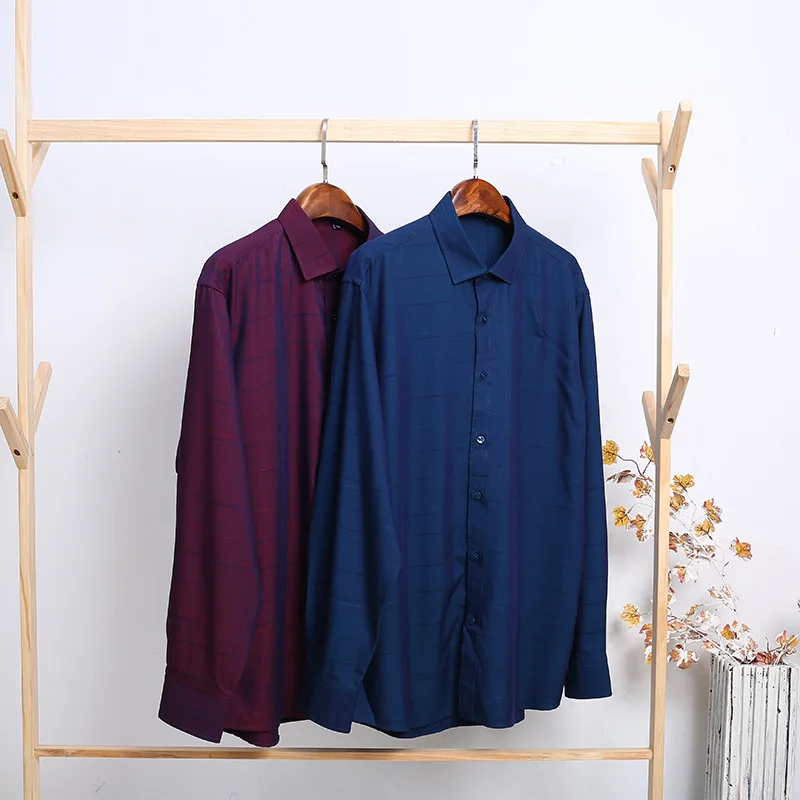 

Autumn new men's fat plus size stripe printed long sleeve shirt men's fat fashion leisure Long Sleeve Shirt