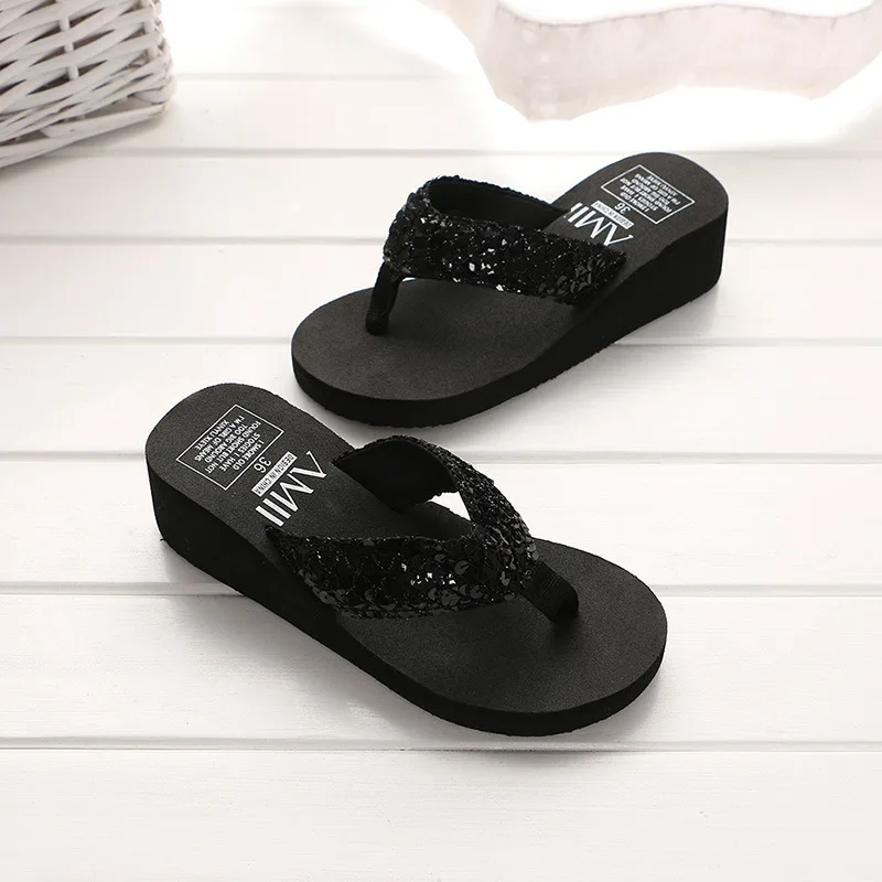 Женские пляжные шлепанцы с блестками из ЭВА Сандалии Повседневные женские на