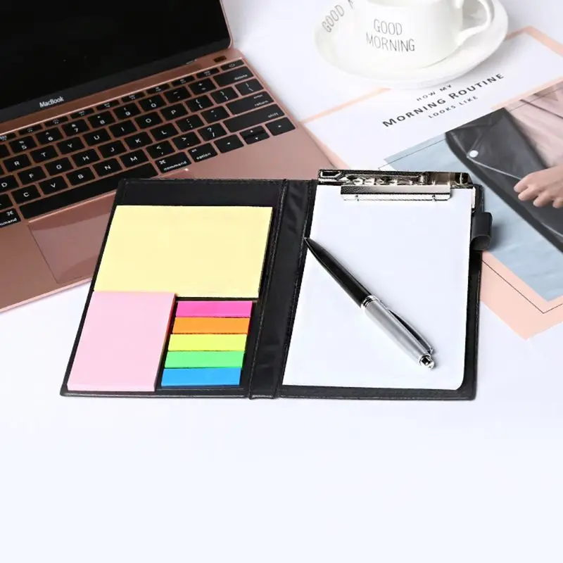 

Creative Sticky Notes Notepad Stationery Leather Diary Notebook with Pen Office