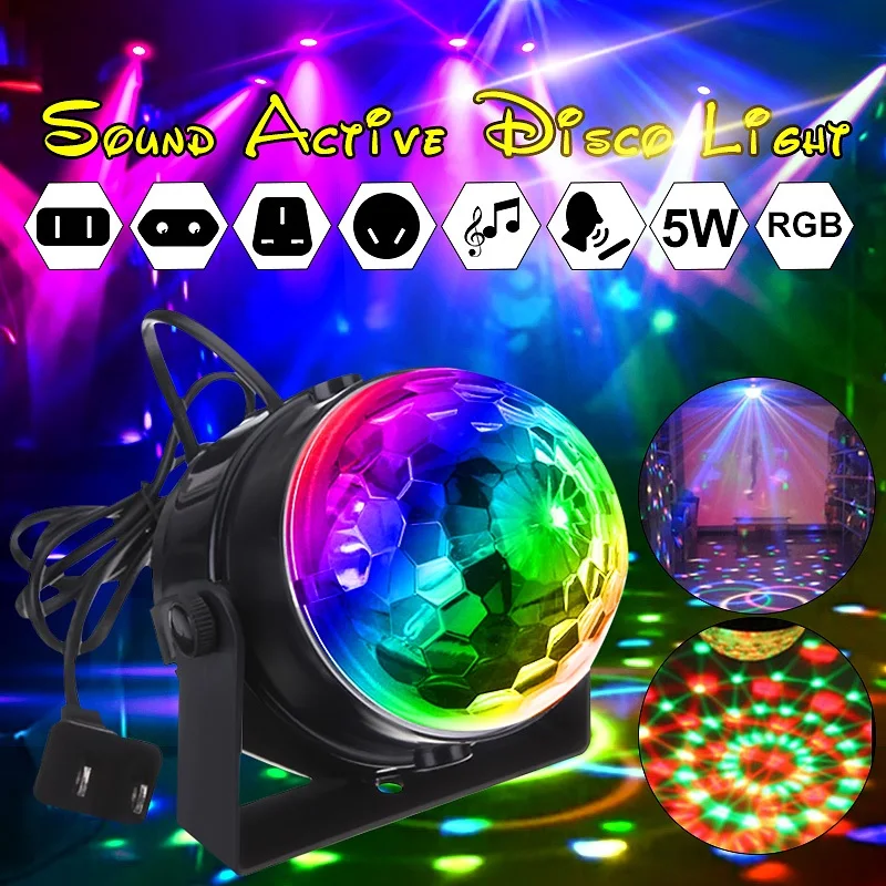 Мини RGB LED хрустальный вращающийся шар светильник s со звуковым активацией