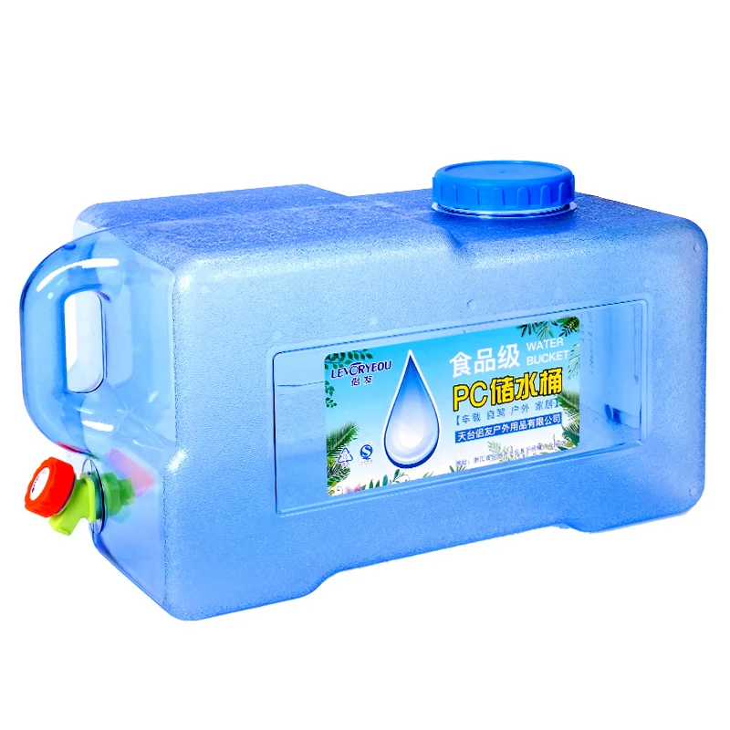 

LEVORYEOU Pure Water Plastic Bucket Home Water Storage Container With Lid Car Self-driving Tour With Faucet Mineral Water Barrel